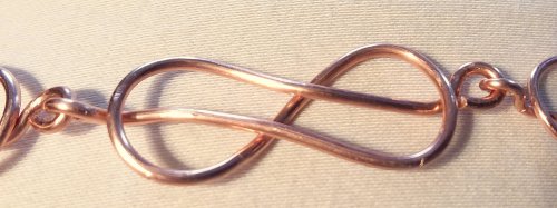 Linda Gale's Echo 8 Link - , Contemporary Wire Jewelry, Lashing, Wire Lashing, Loops, Wire Loop, Wrapped Wire Loop, Smaller Echo 8 links can be made with thinner gauge wire